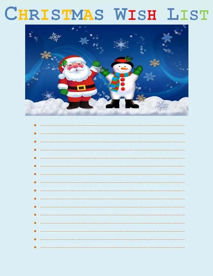 Christmas Wish list template