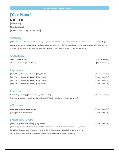 Chronological Resume Template