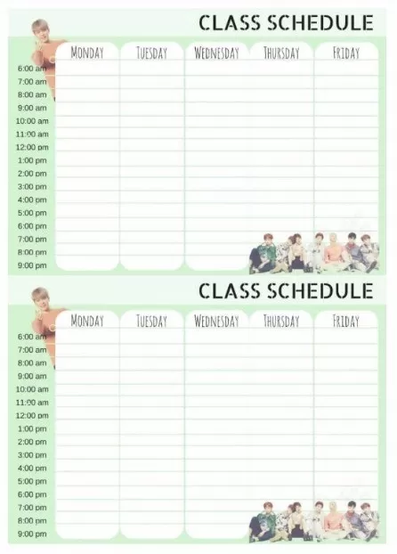 Class Weekly Planner Template