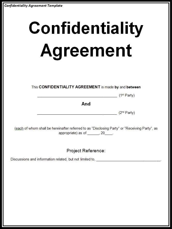 Confidentiality Agreement Template