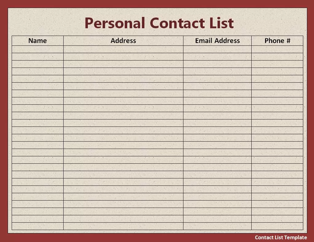 Contact List Template