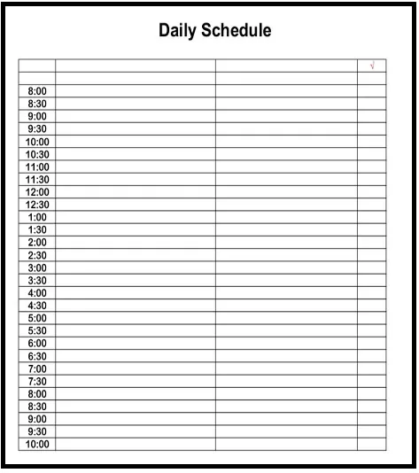 Daily Schedule Example