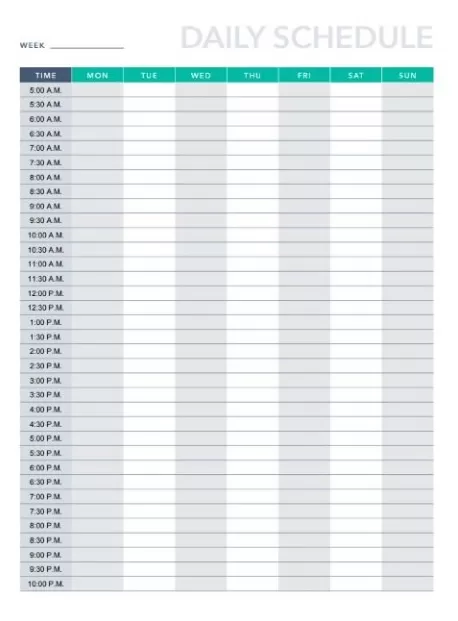 Daily Schedule Sample