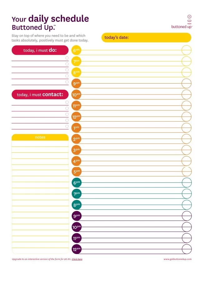 Daily Schedule Template PDF