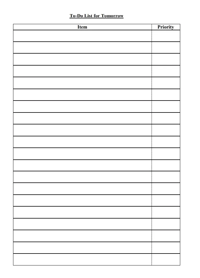 Daily To Do List Template