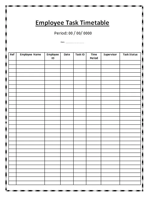 Employee Timetable Template