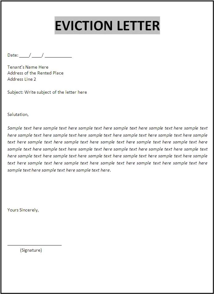 Eviction Letter Template