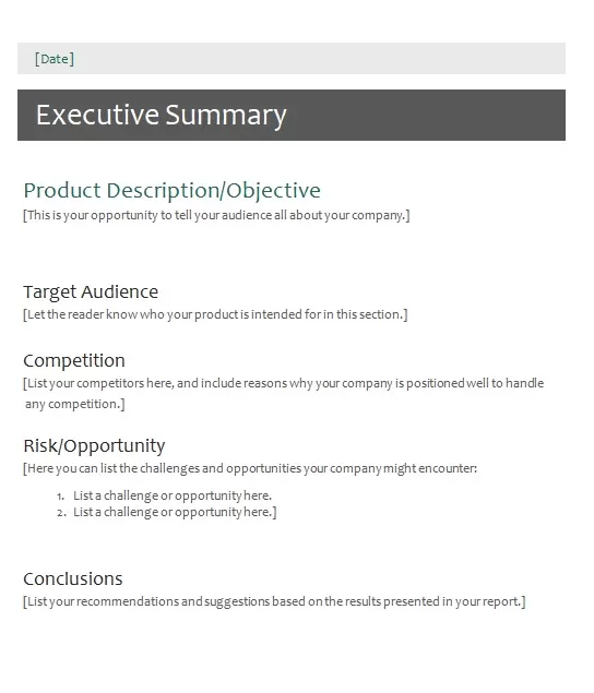 Executive Summary Template Word