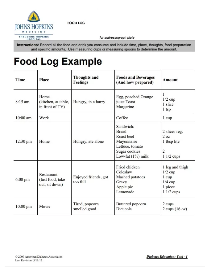 Food Journal Example