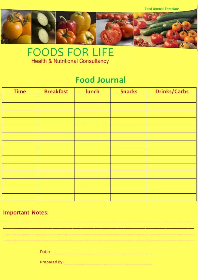 Food Journal Template