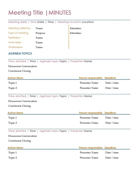 Formal Meeting Minutes Template