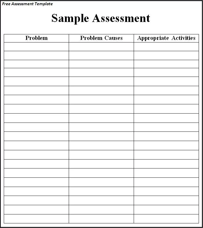 free assessment template