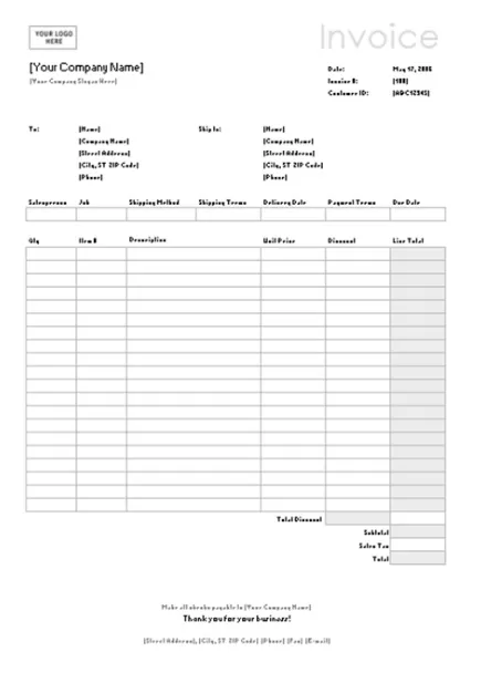 Free Blank Invoice Template