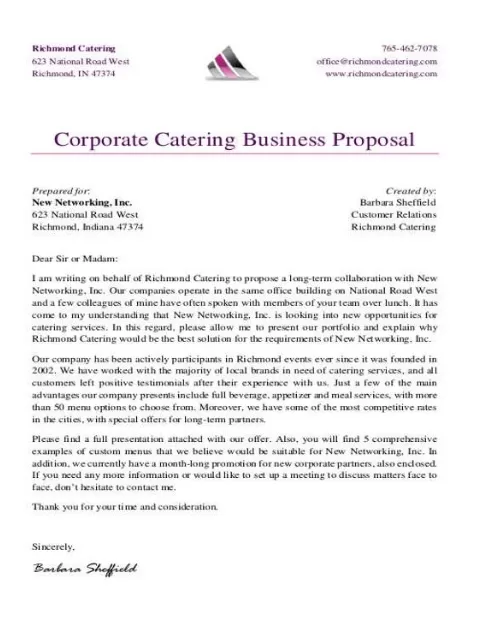 Free Corporate Catering Proposal Template