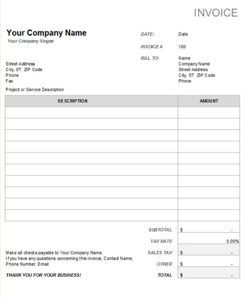 Free Invoice Example