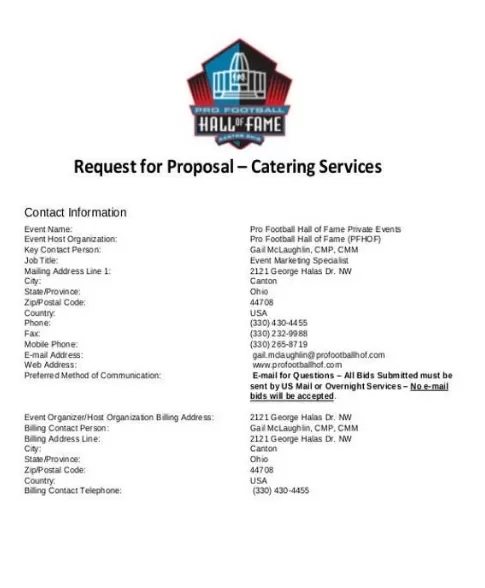 Free Request for Catering Proposal Template