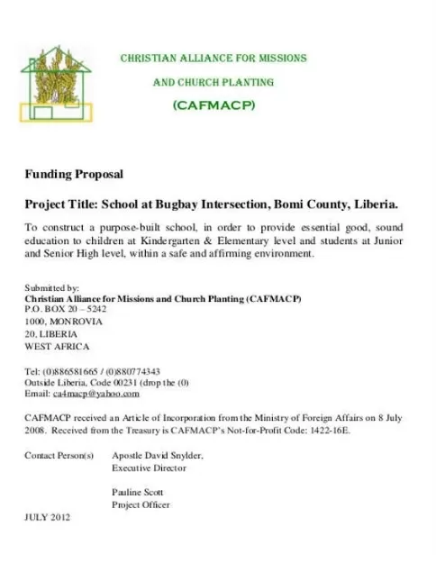 Free School Funding Proposal Template