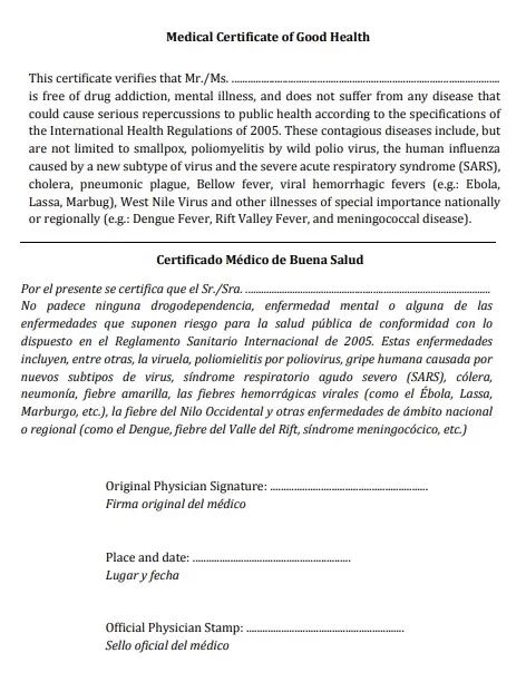 Good Health Medical Certificate Template