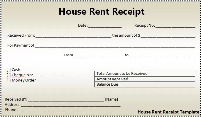 House Rent Receipt Template