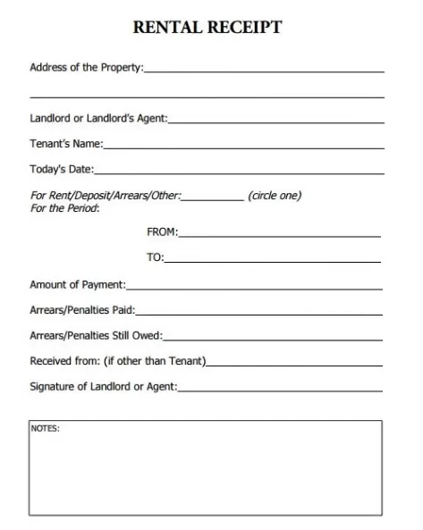 Landlord Rent Receipt Template