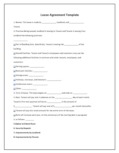 Lease Agreement Template