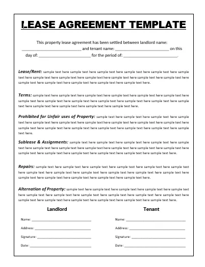 Lease Agreement Template