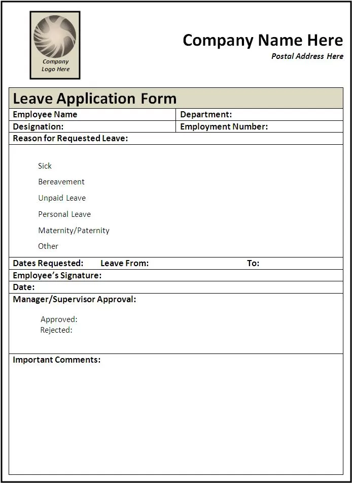 Leave Application Form