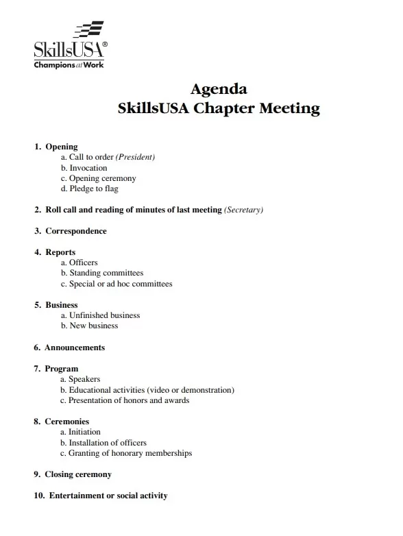 Meeting Agenda Layout