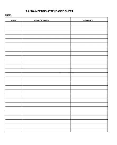 Meeting Attendance Sheet Template