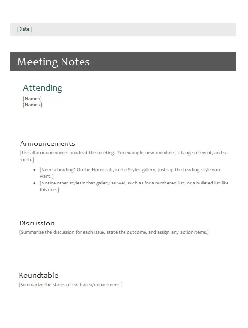 Meeting Notes Template