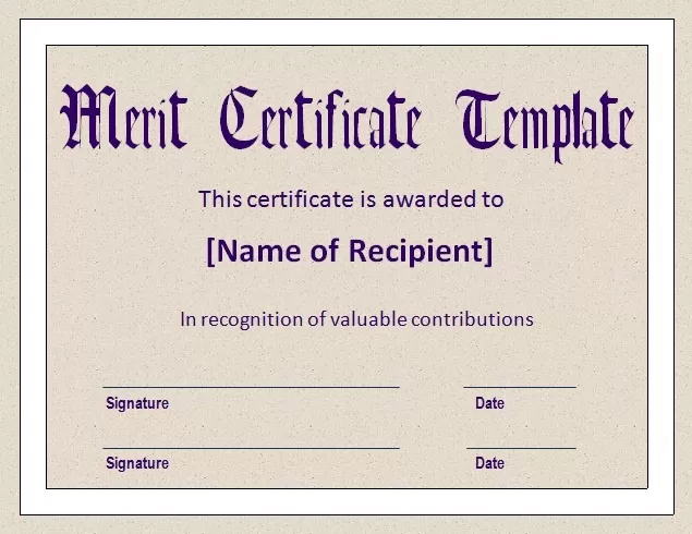 Merit Certificate Template