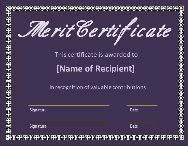 merit certificate template