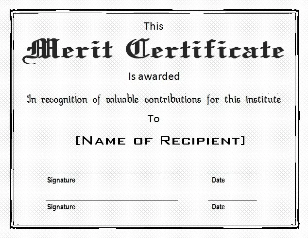 Merit Certificate Template 4