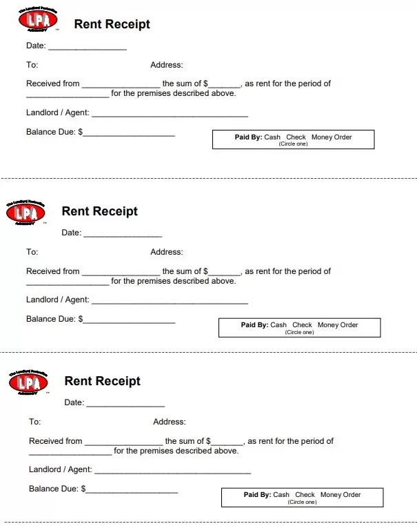 Monthly Rent Receipt Template