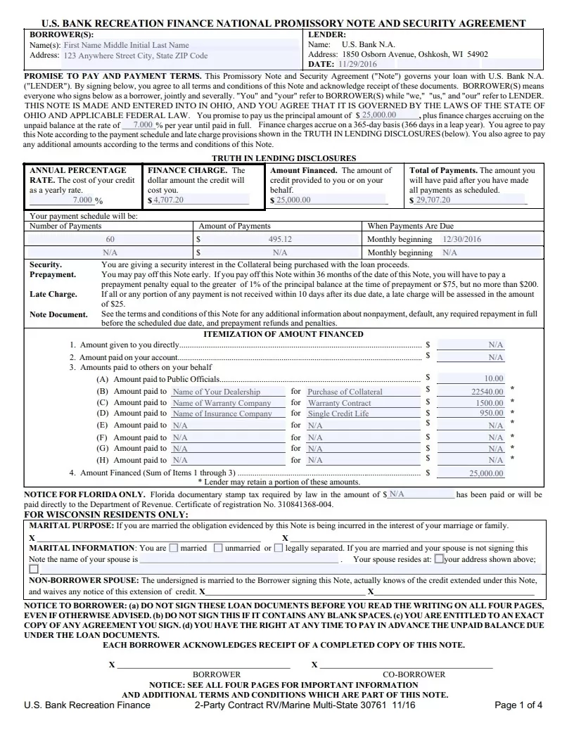 National Promissory Note Template