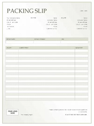 Packing Slip Template Word