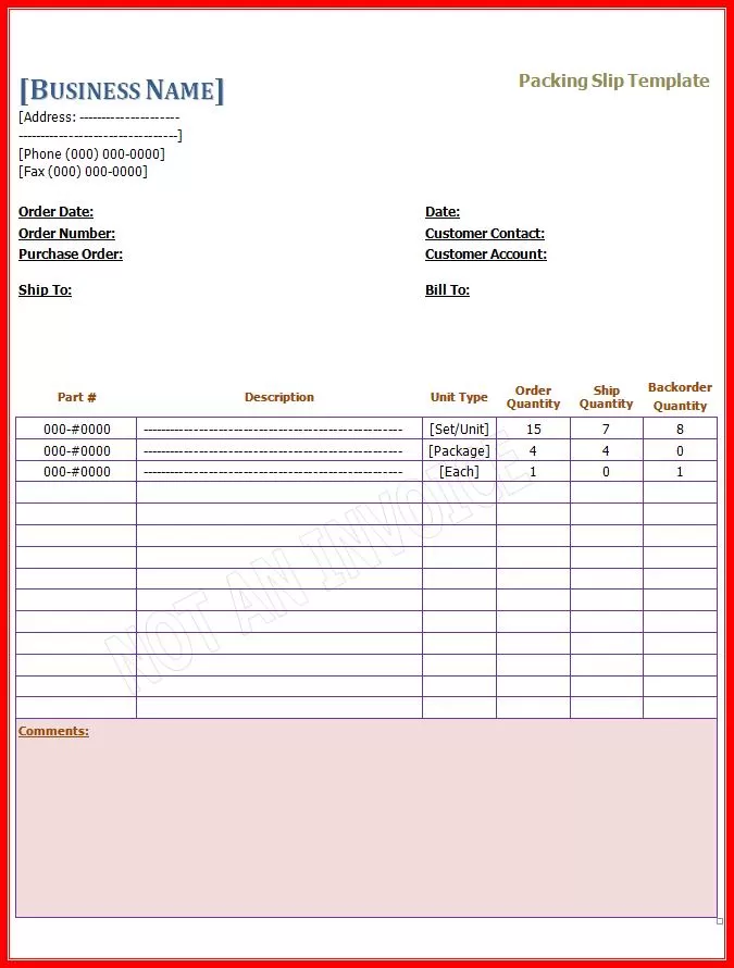 Free Packing Slip Template