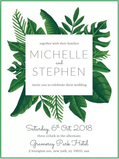 Palm Wedding Invitation Template