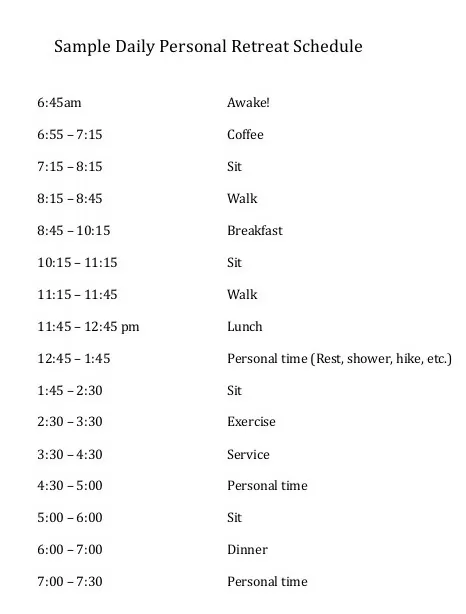 Personal Daily Schedule Template