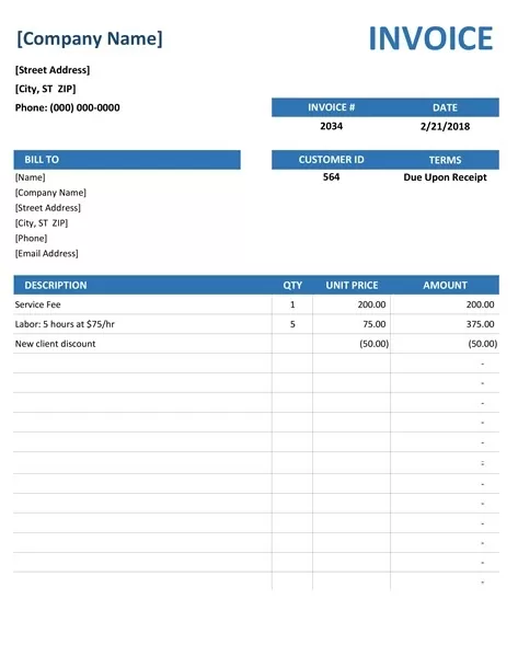 Printable Free Invoice Template