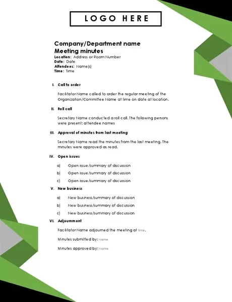 Printable Meeting Agenda Format