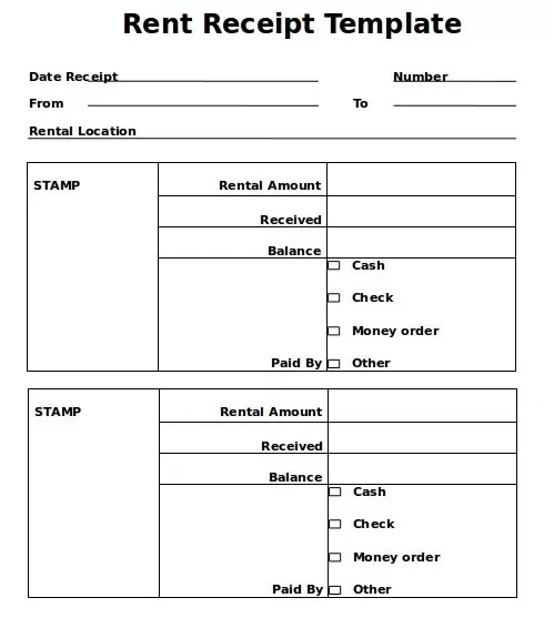 Printable Rent Receipt Template