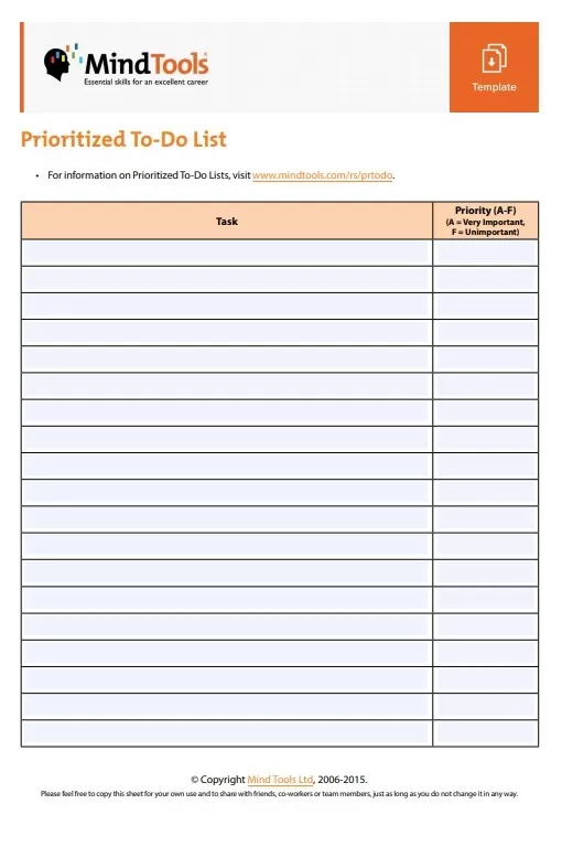 Prioritized To Do List Template