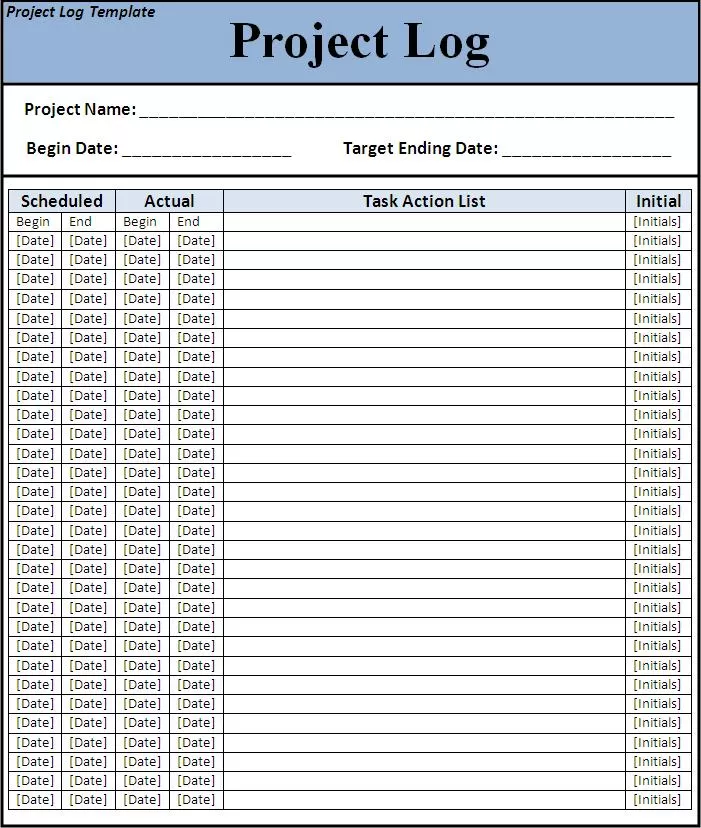 Project Log Template