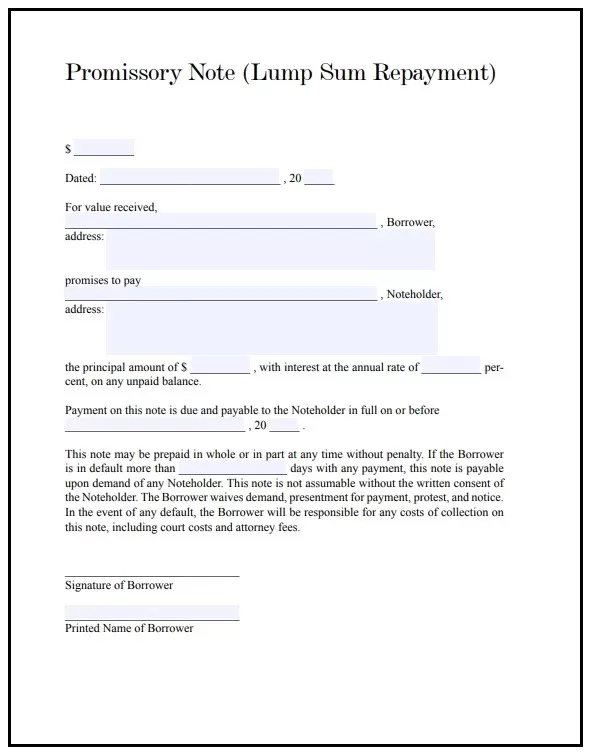 Promissory Note Template PDF