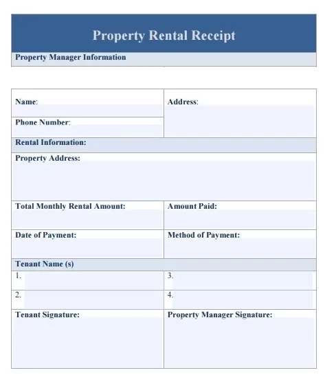 Property Rental Receipt Template