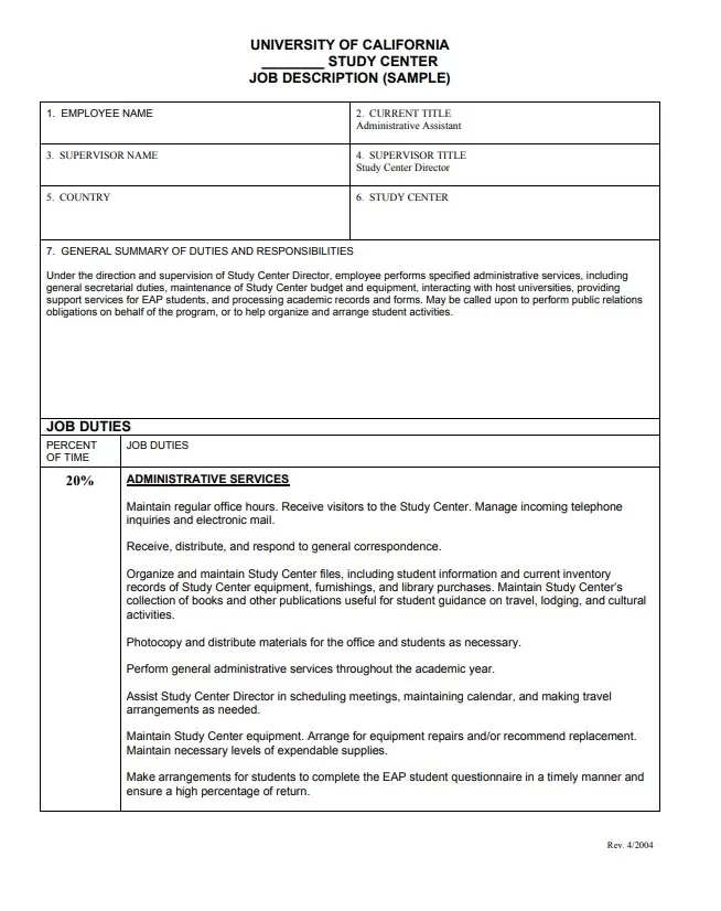 Prototype Job Description Template