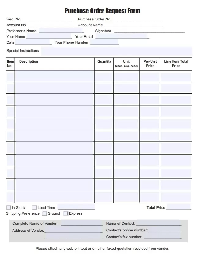 Purchase Order Form