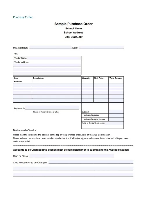 Purchase Order Layout