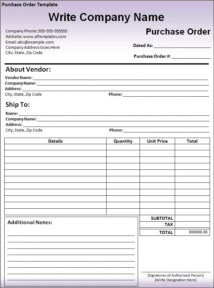 Purchase Order Template